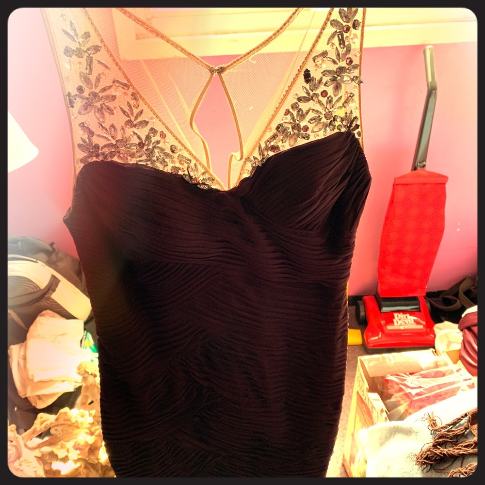Adrián papell dark purple rhinestone dress